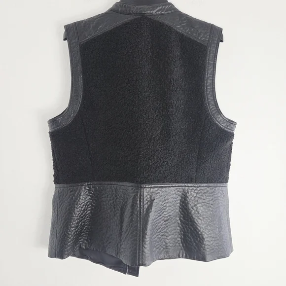 Trouve Open Faux Shearling Black Moto Vest